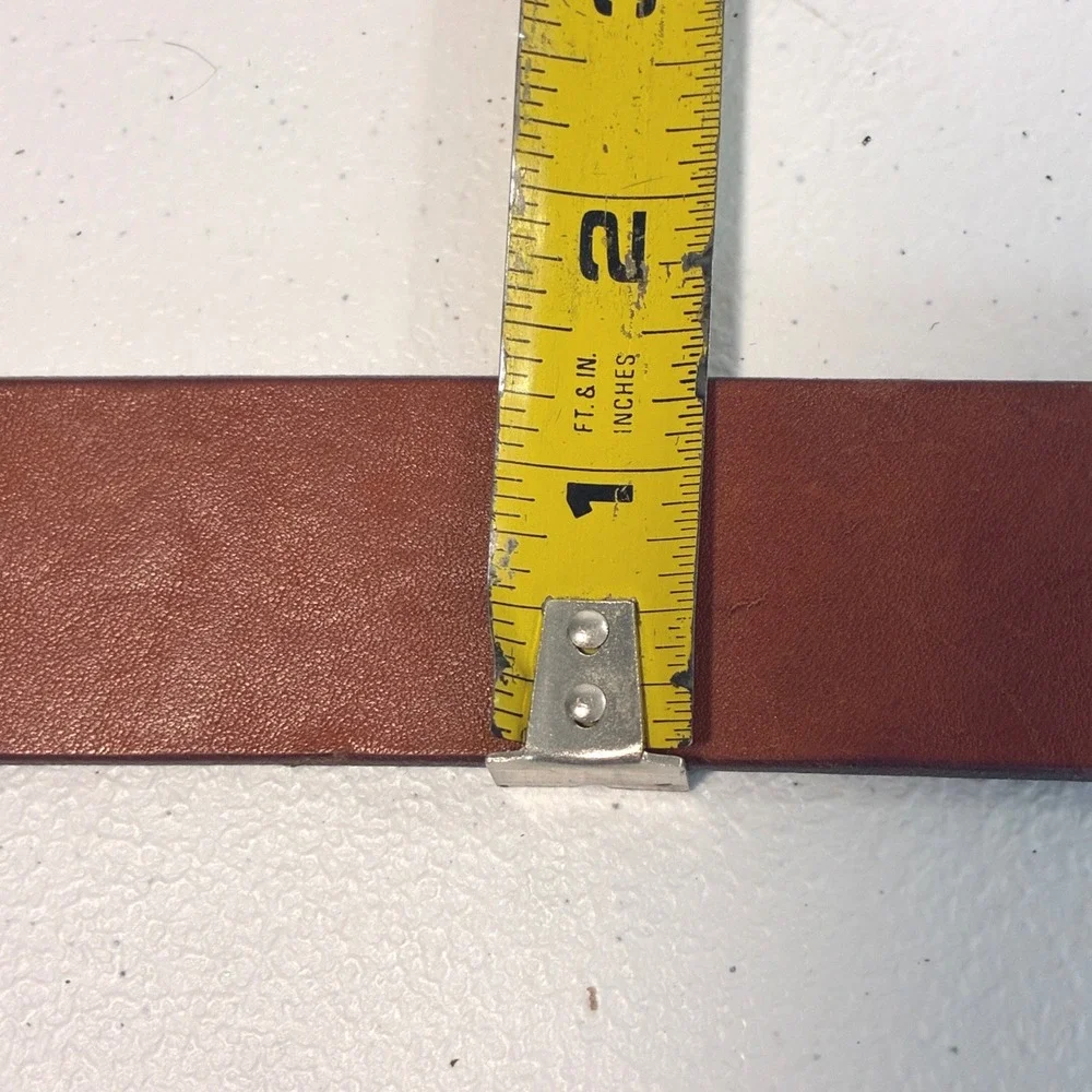 J. McLaughlin Leather Surcingle Belt Men's 38 Brown Navy Red Preppy Nautical